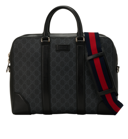 GG Supreme Briefcase, &pound;595, Handbags, Black, Canvas, Front view